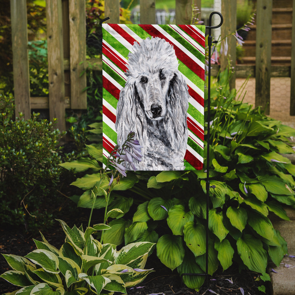 White Standard Poodle Candy Cane Christmas Flag Garden Size SC9799GF  the-store.com.