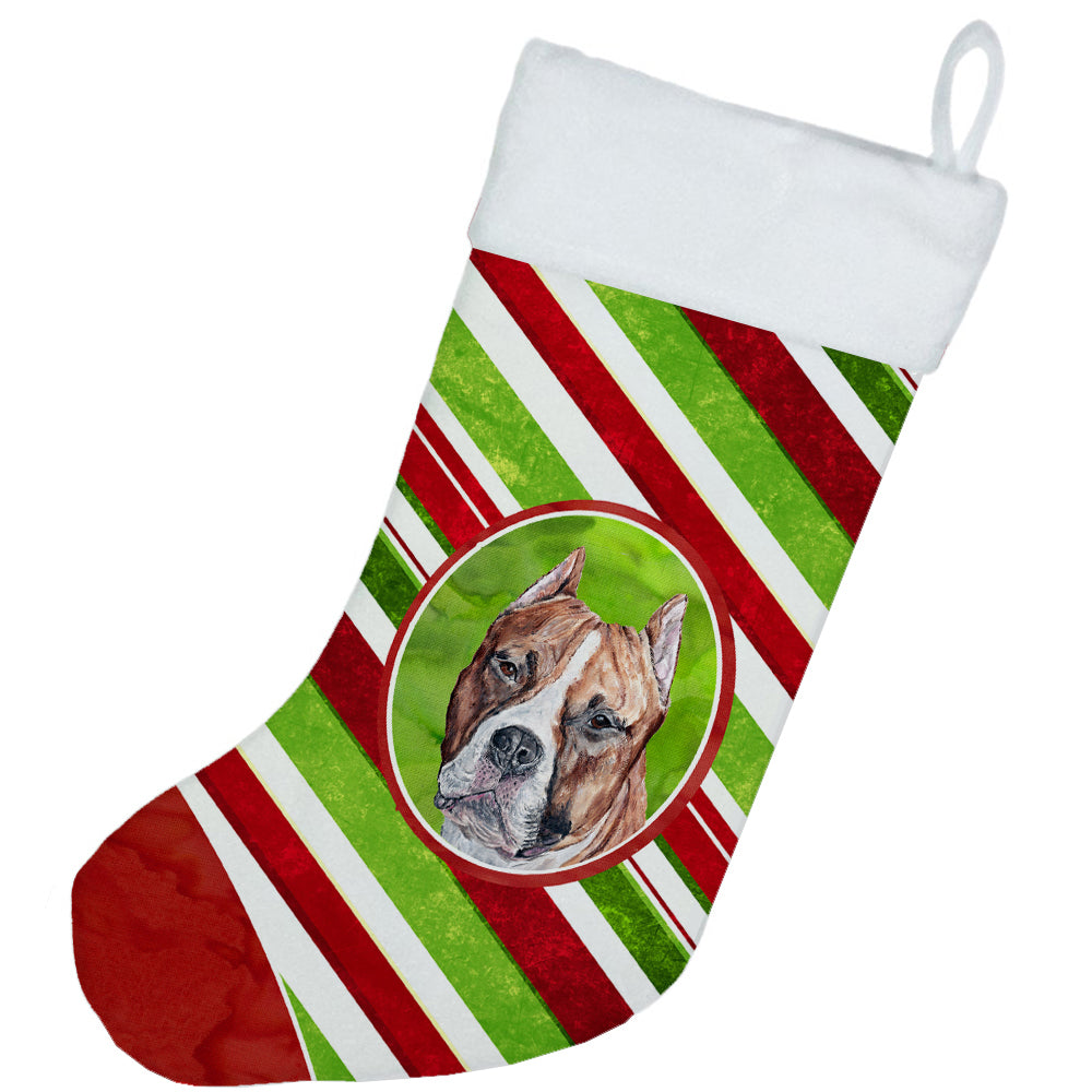 Staffordshire Bull Terrier Staffie Candy Cane Christmas Christmas Stocking SC9800-CS  the-store.com.