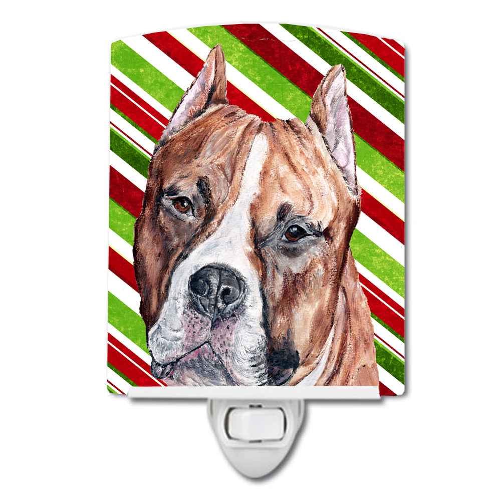 Staffordshire Bull Terrier Staffie Candy Cane Christmas Ceramic Night Light SC9800CNL - the-store.com