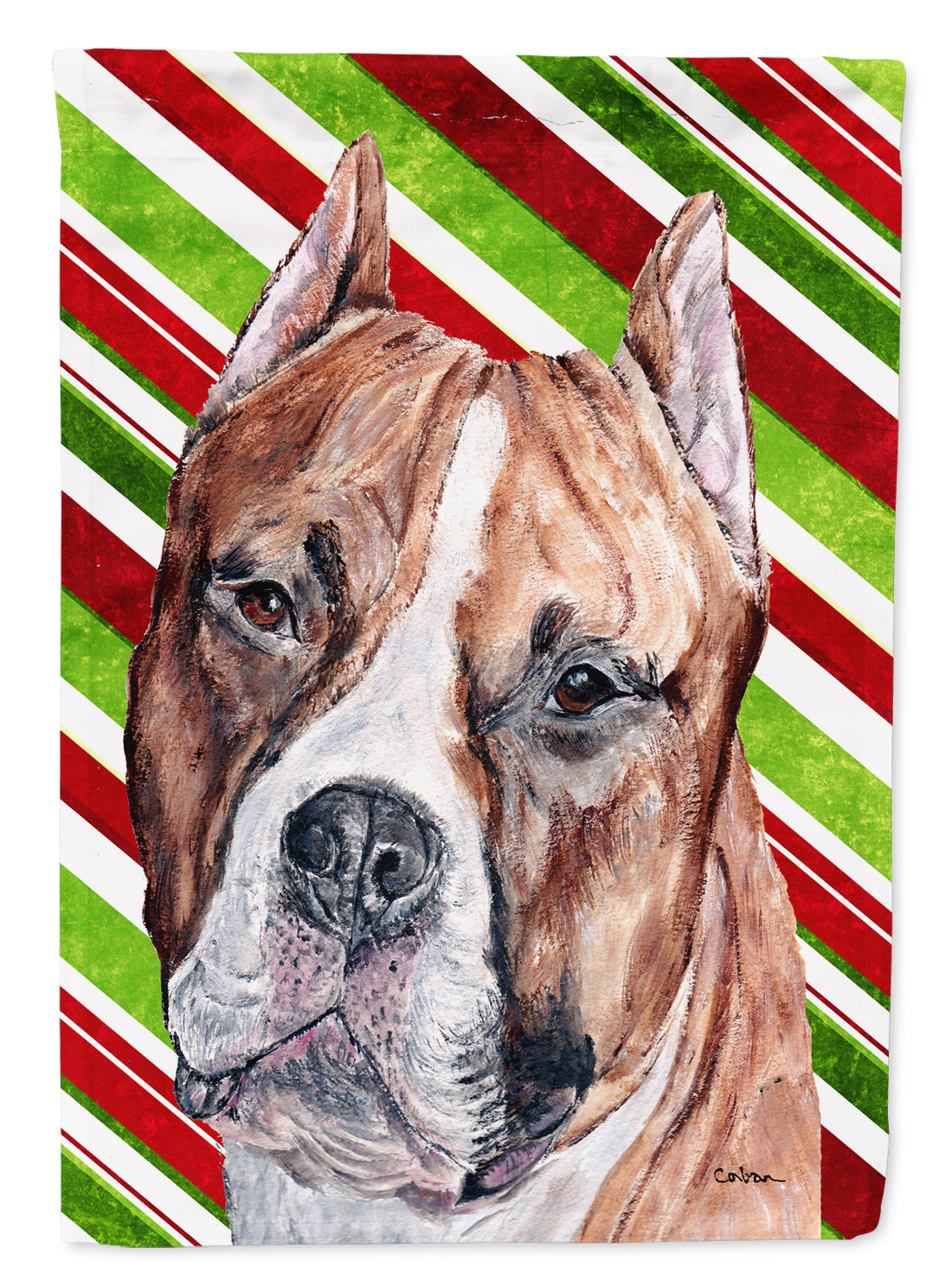 Staffordshire Bull Terrier Staffie Candy Cane Christmas Flag Garden Size SC9800GF  the-store.com.