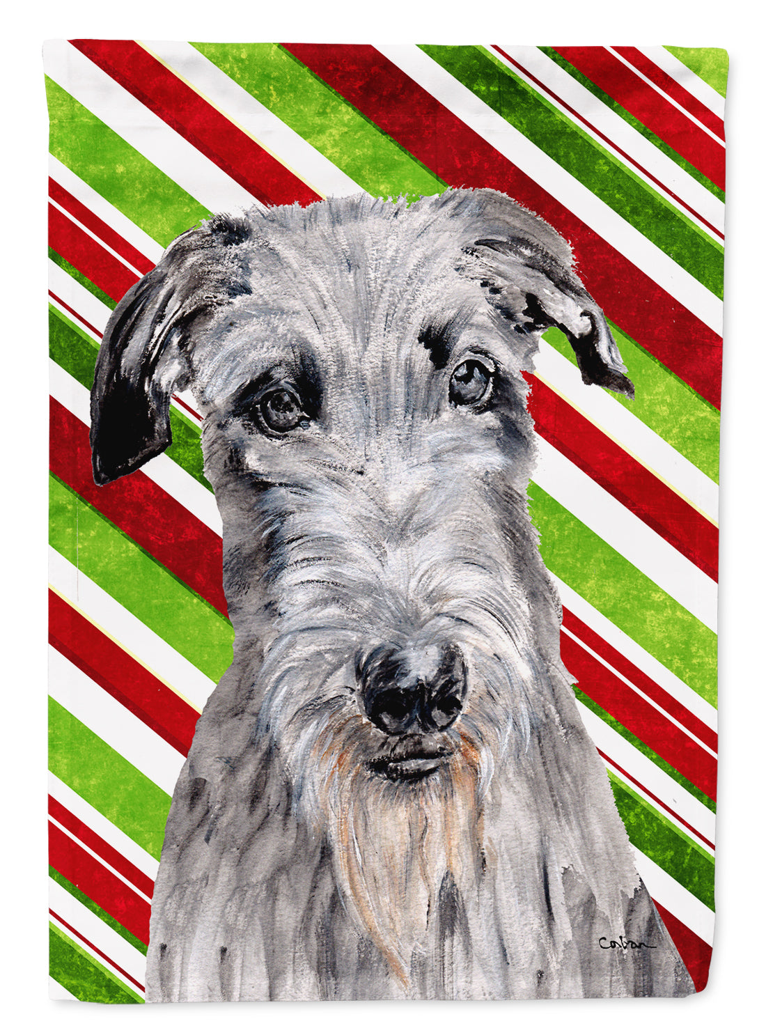 Scottish Deerhound Candy Cane Christmas Flag Canvas House Size SC9802CHF  the-store.com.