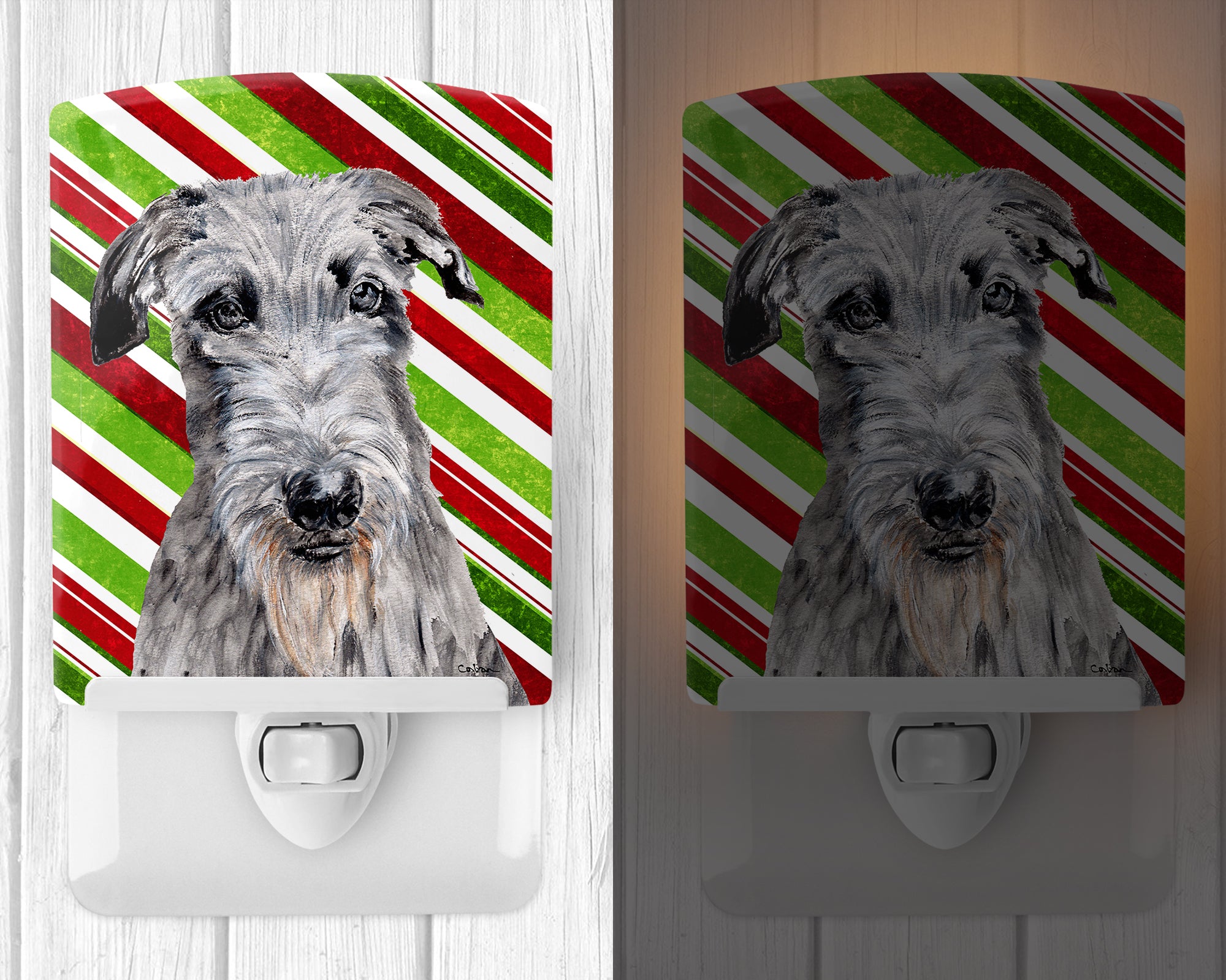 Scottish Deerhound Candy Cane Christmas Ceramic Night Light SC9802CNL - the-store.com