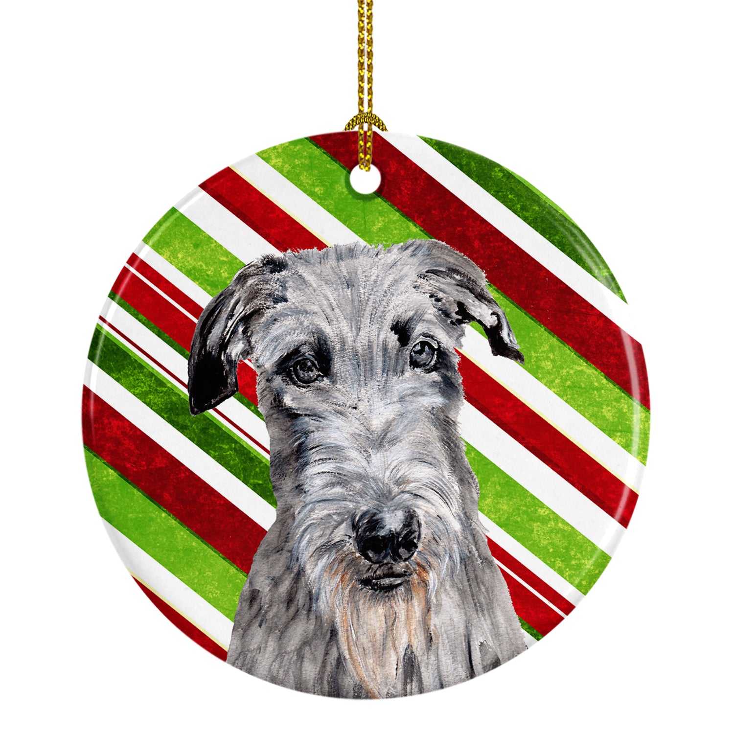 Scottish Deerhound Candy Cane Christmas Ceramic Ornament SC9802CO1 - the-store.com