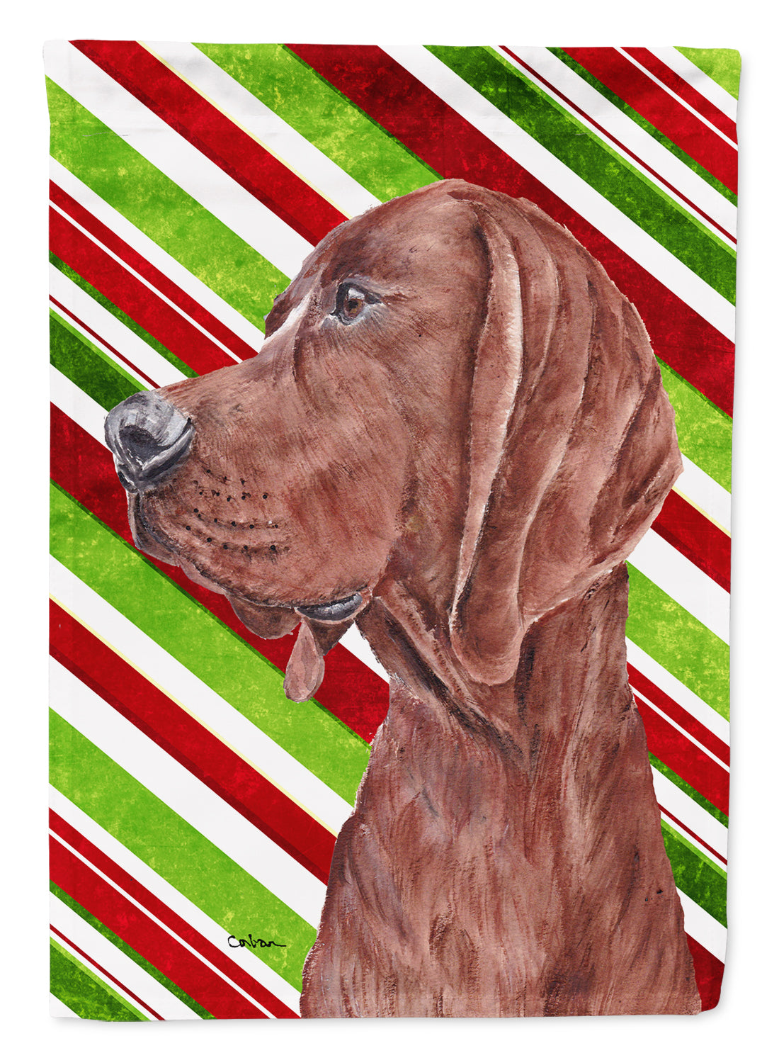 Redbone Coonhound Candy Cane Christmas Flag Garden Size SC9803GF  the-store.com.