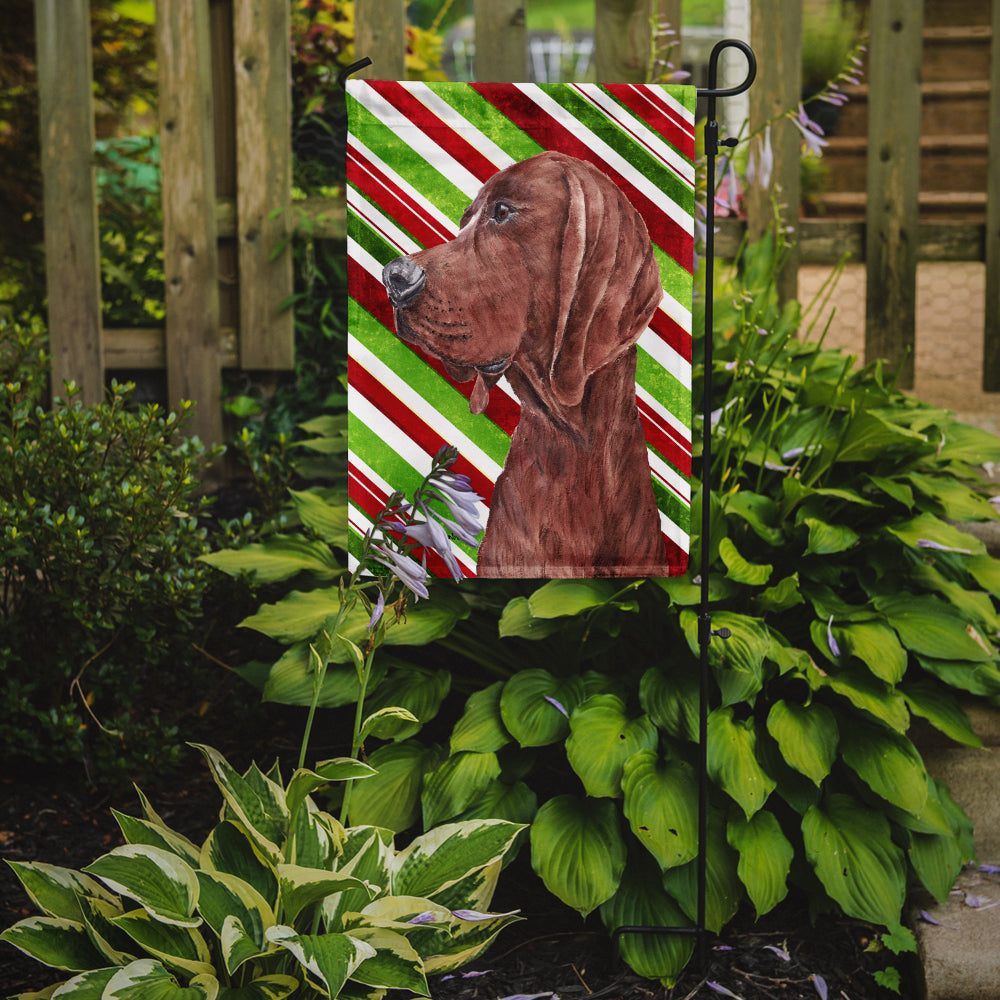 Redbone Coonhound Candy Cane Christmas Flag Garden Size SC9803GF  the-store.com.