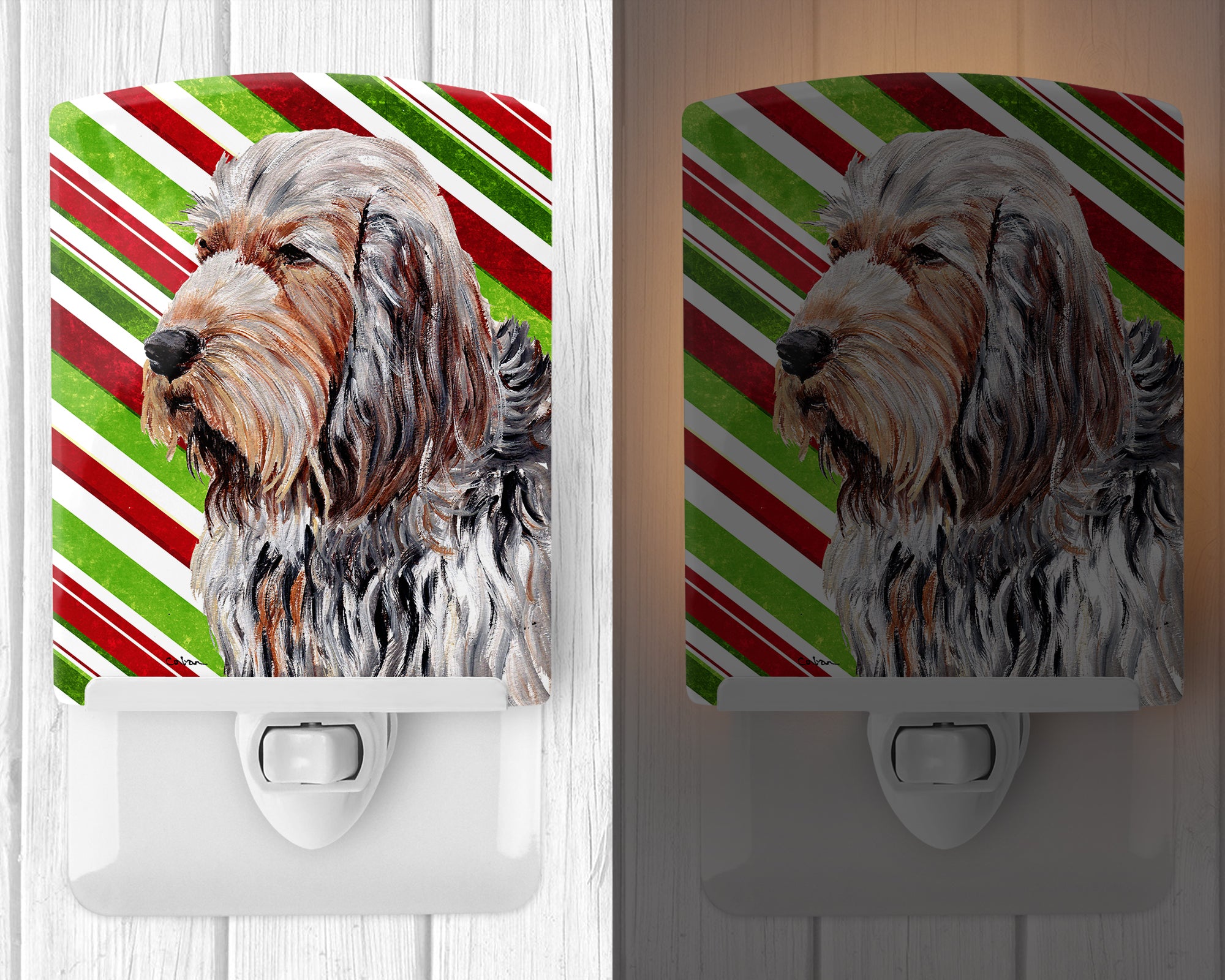 Otterhound Candy Cane Christmas Ceramic Night Light SC9804CNL - the-store.com