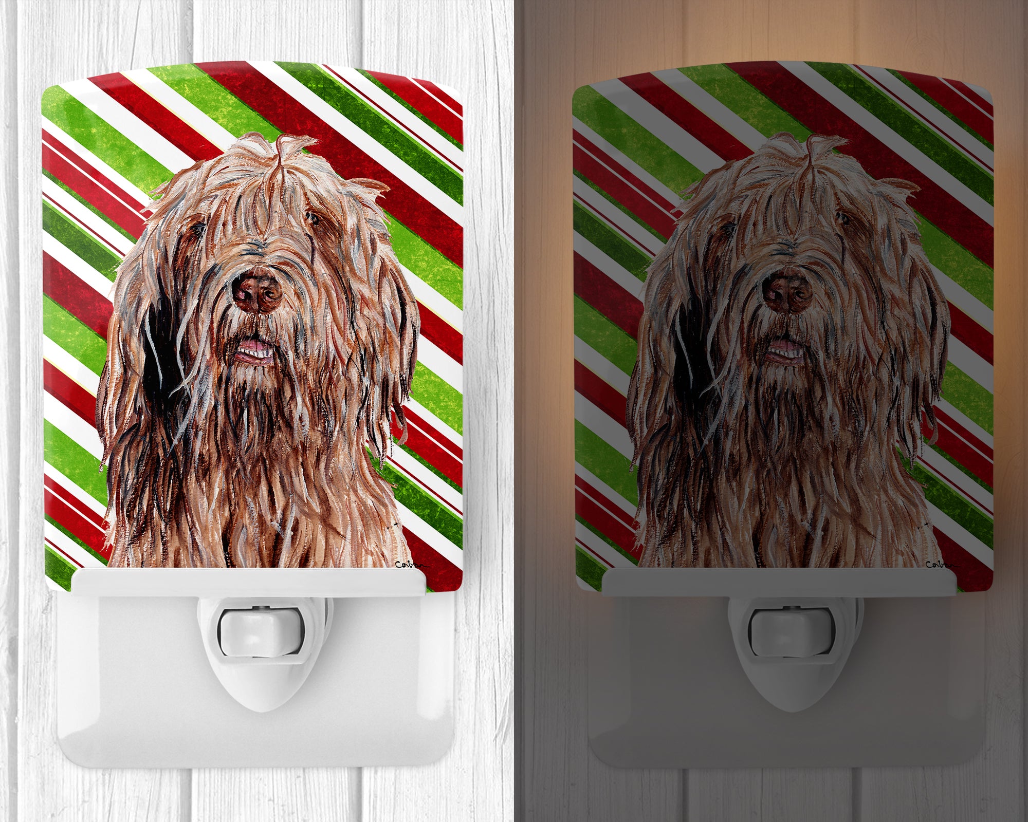 Otterhound Candy Cane Christmas Ceramic Night Light SC9805CNL - the-store.com