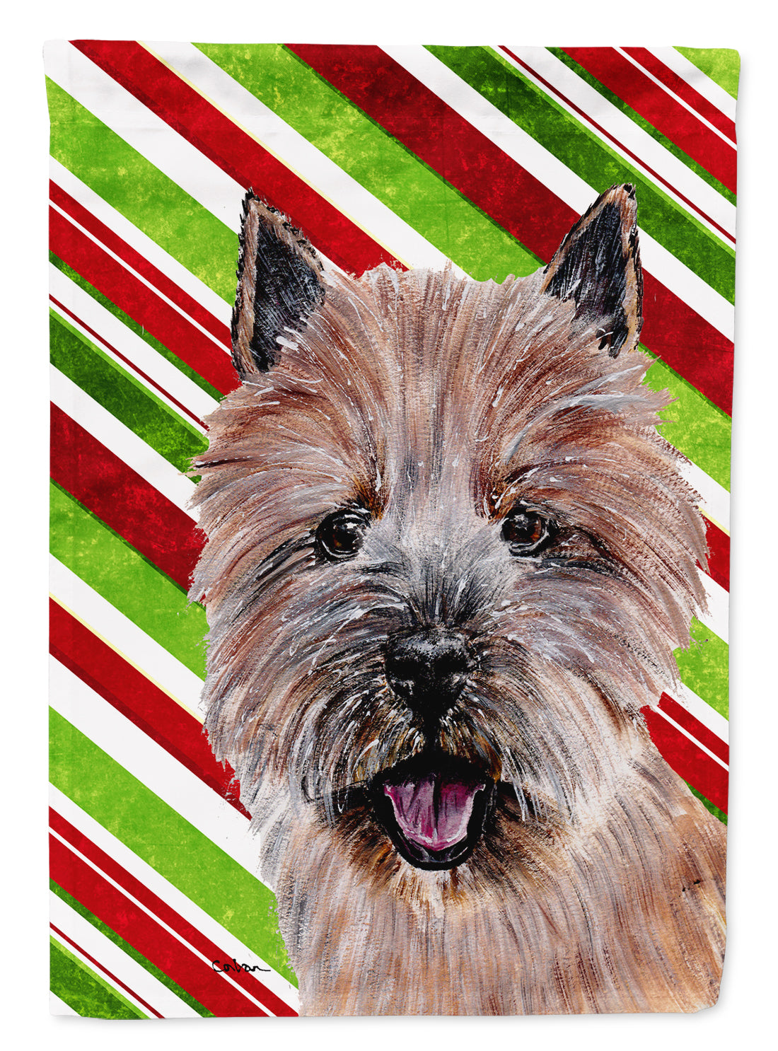 Norwich Terrier Candy Cane Christmas Flag Canvas House Size SC9806CHF  the-store.com.