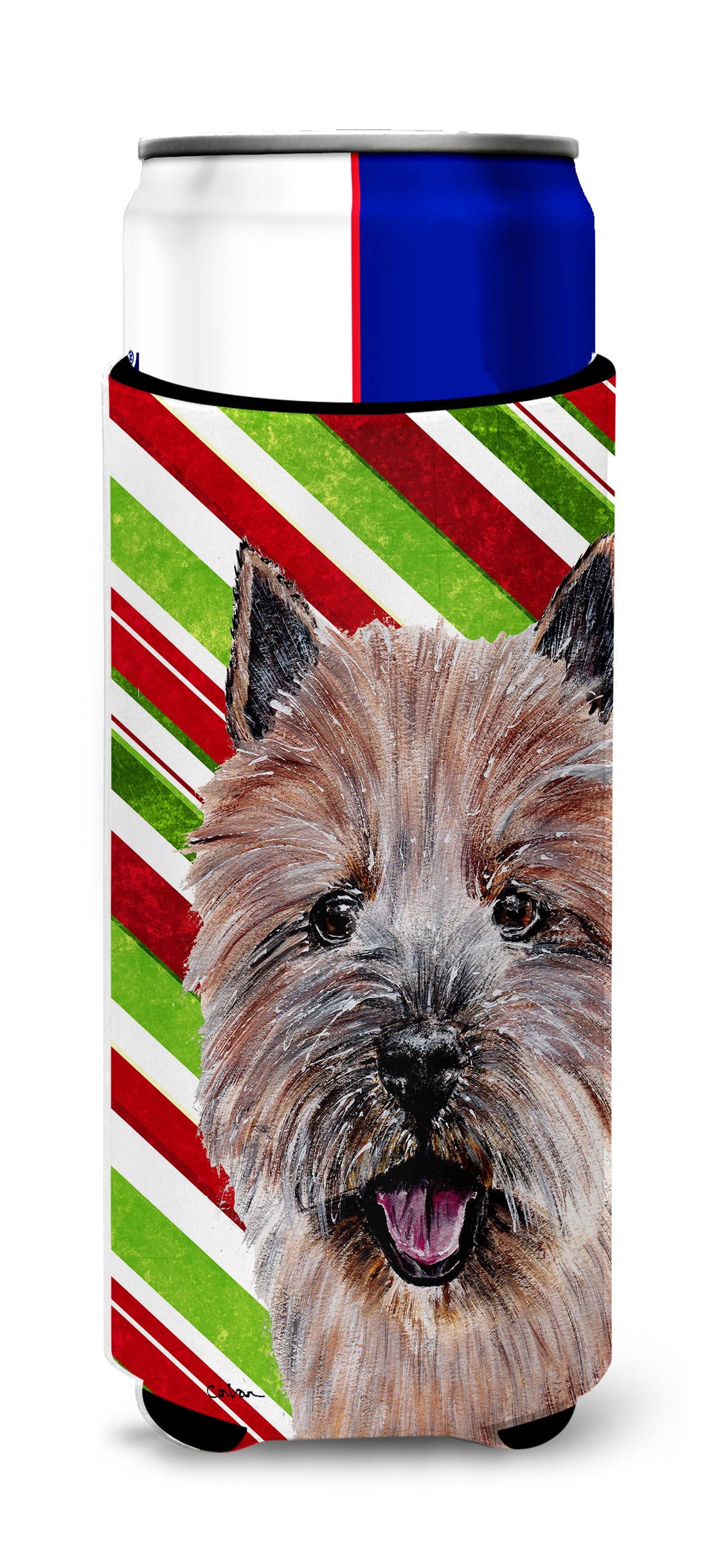 Norwich Terrier Candy Cane Christmas Ultra Beverage Insulators for slim cans SC9806MUK.