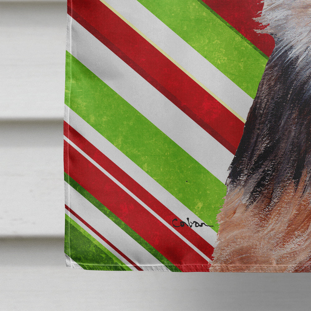 Norfolk Terrier Puppy Candy Cane Christmas Flag Canvas House Size SC9807CHF  the-store.com.