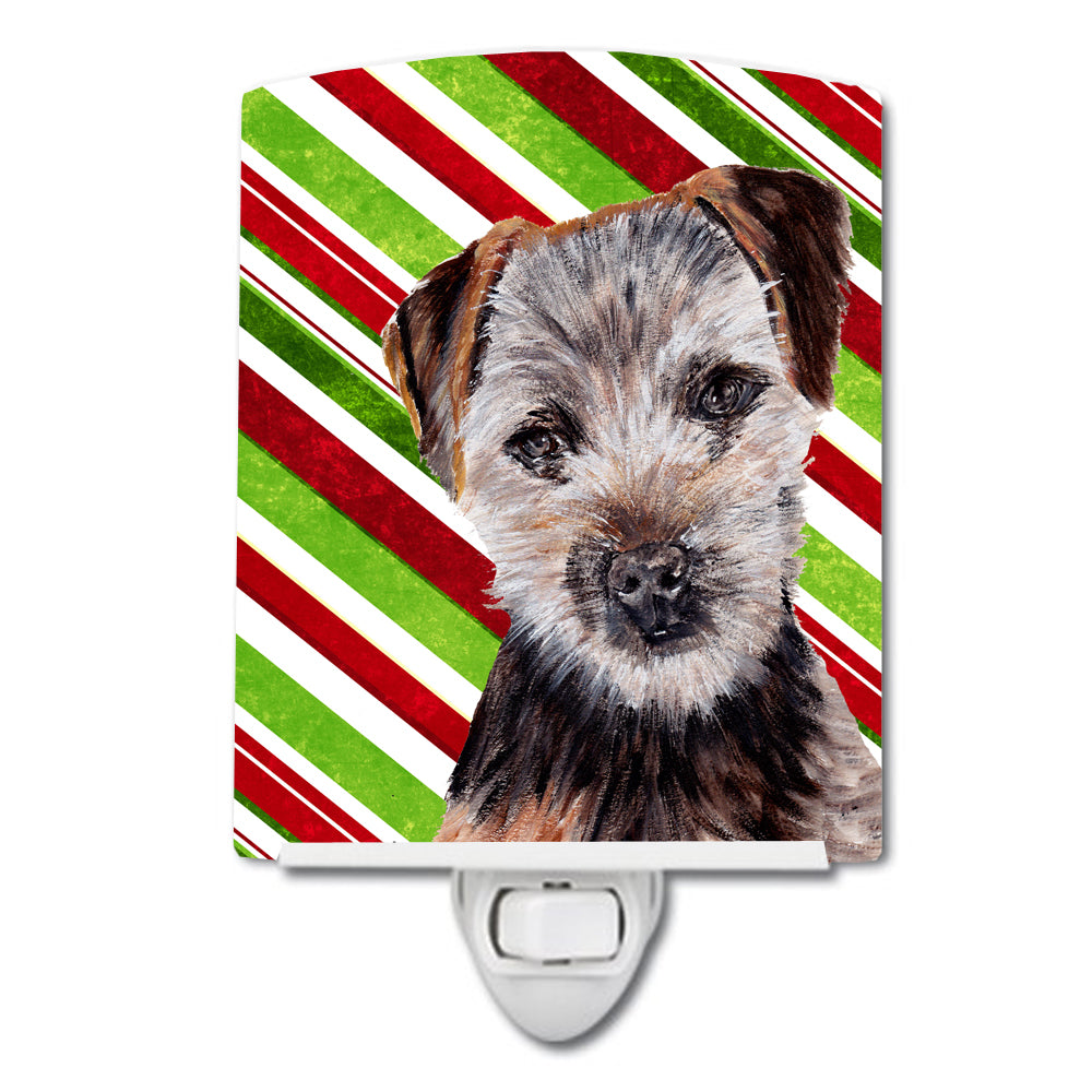 Norfolk Terrier Puppy Candy Cane Christmas Ceramic Night Light SC9807CNL - the-store.com