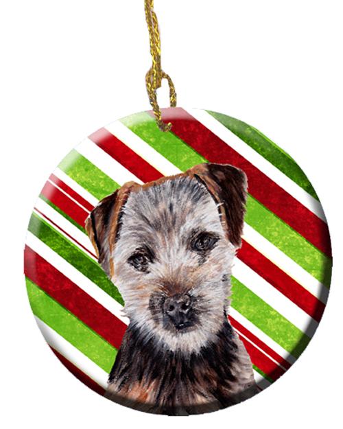 Norfolk Terrier Puppy Candy Cane Christmas Ceramic Ornament SC9807CO1 by Caroline&#39;s Treasures