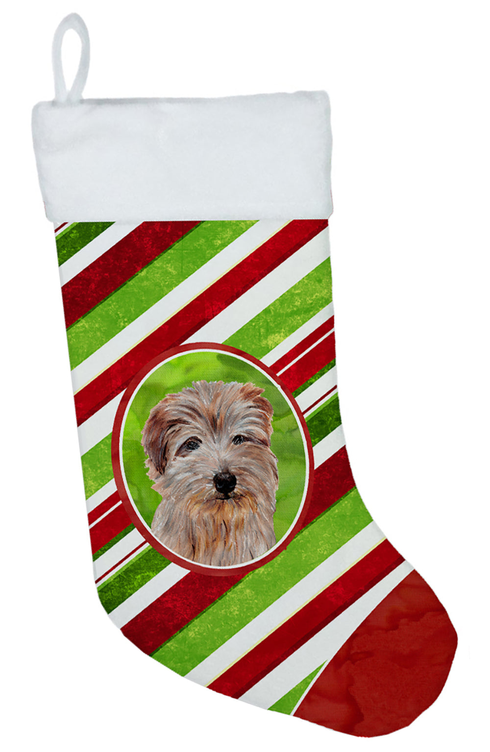 Norfolk Terrier Candy Cane Christmas Christmas Stocking SC9808-CS  the-store.com.