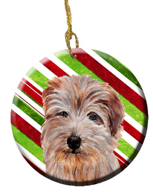 Norfolk Terrier Candy Cane Christmas Ceramic Ornament SC9808CO1 by Caroline&#39;s Treasures