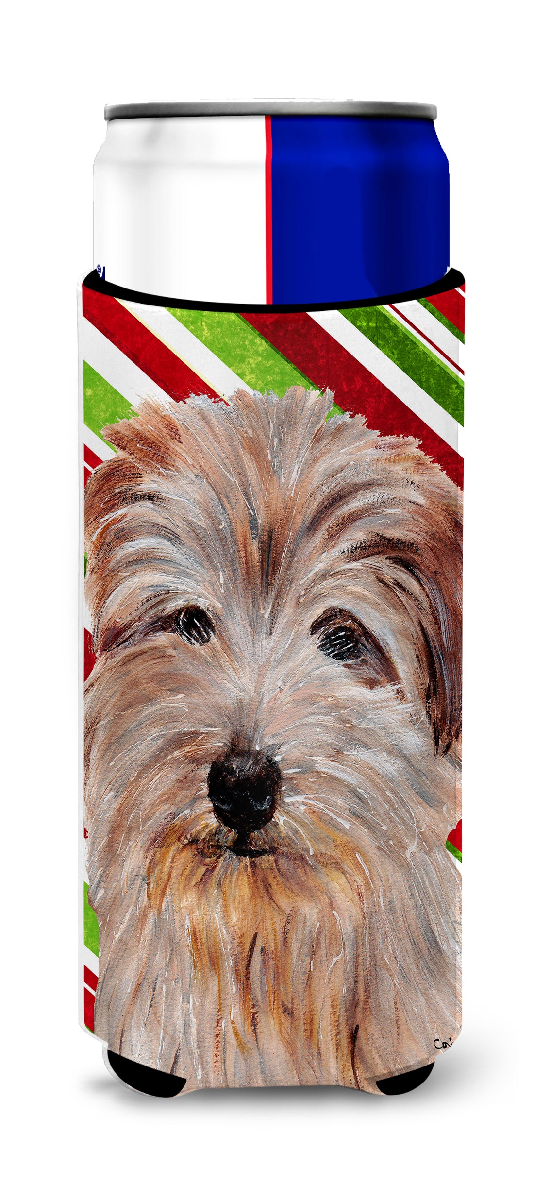 Norfolk Terrier Candy Cane Christmas Ultra Beverage Insulators for slim cans SC9808MUK.