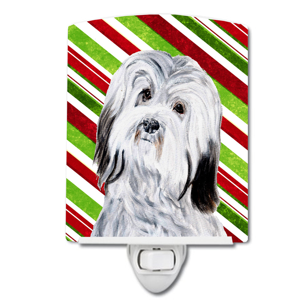 Havanese Candy Cane Christmas Ceramic Night Light SC9809CNL - the-store.com