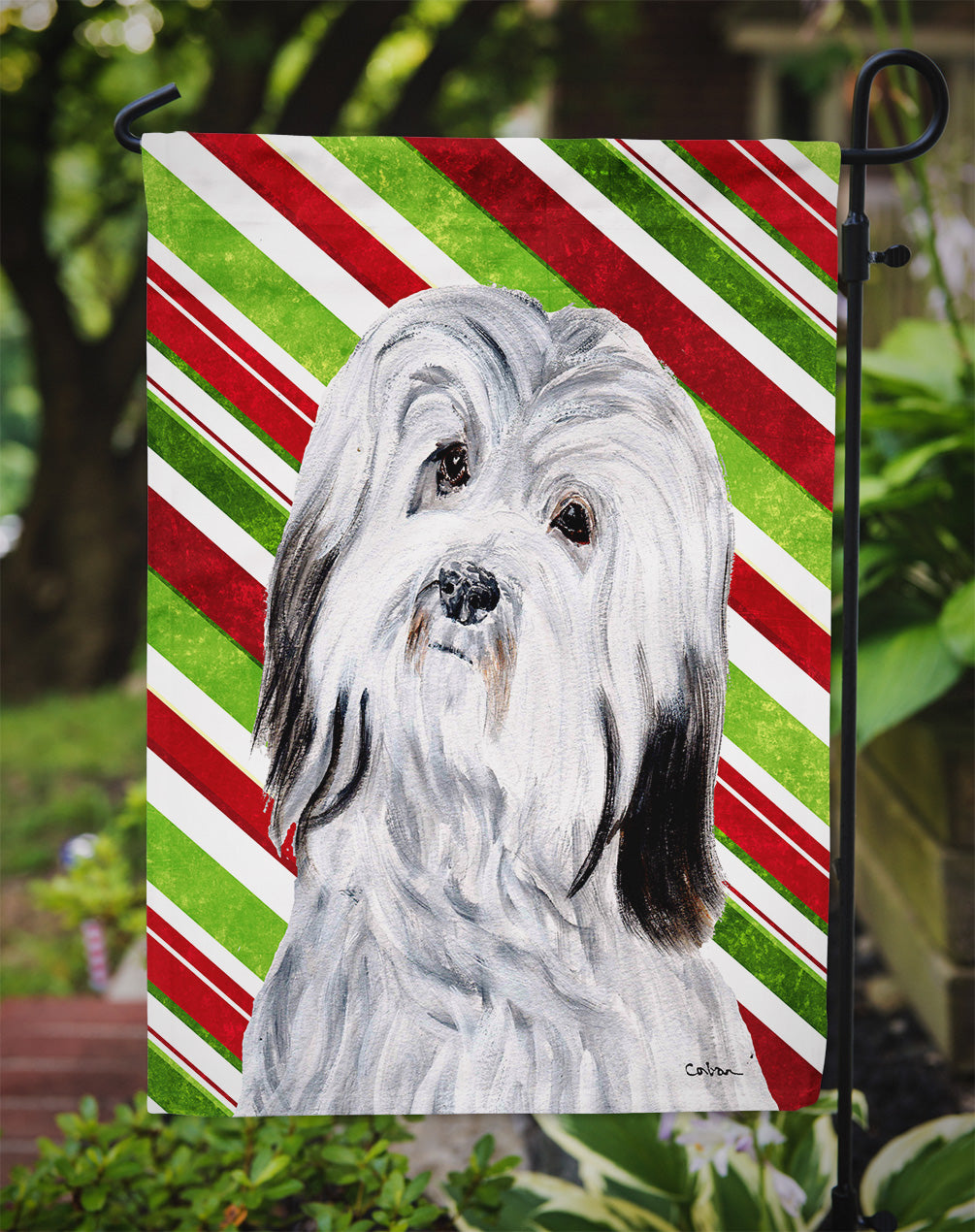 Havanese Candy Cane Christmas Flag Garden Size SC9809GF  the-store.com.