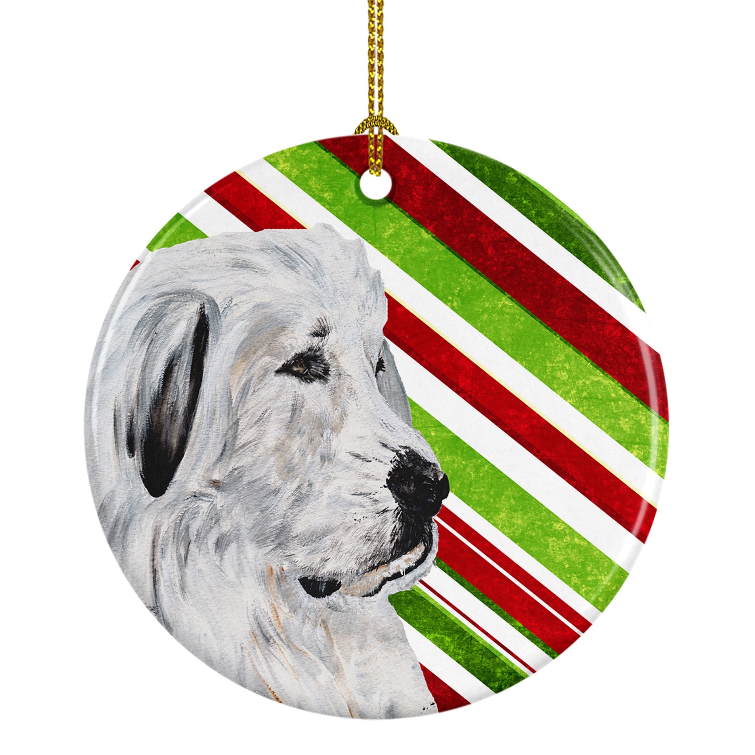 Great Pyrenees Candy Cane Christmas Ceramic Ornament SC9810CO1 - the-store.com