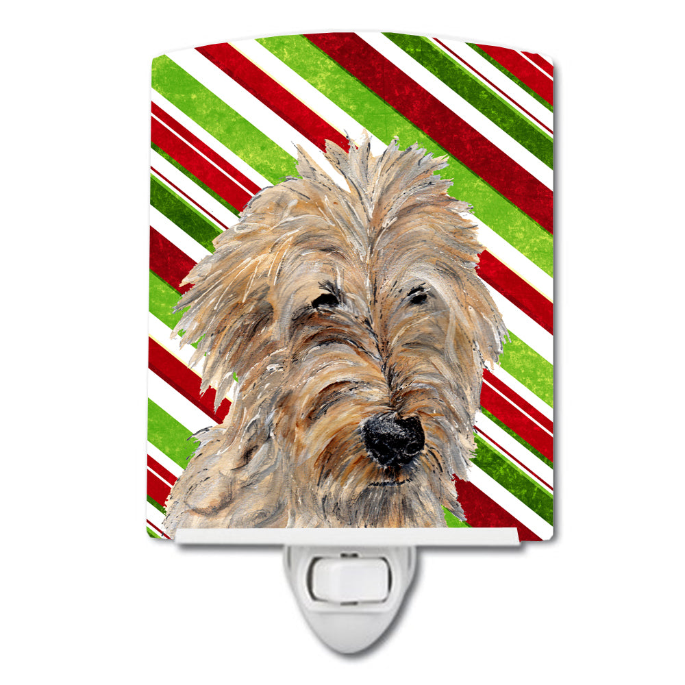 Golden Doodle 2 Candy Cane Christmas Ceramic Night Light SC9811CNL - the-store.com