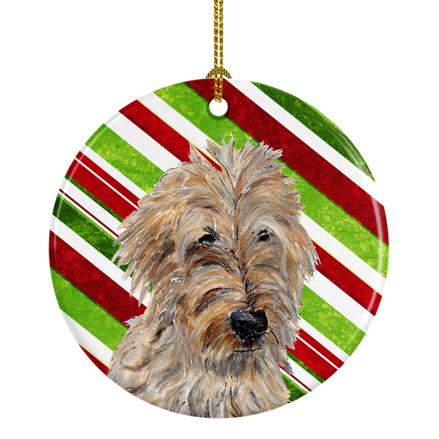 Golden Doodle 2 Candy Cane Christmas Ceramic Ornament SC9811CO1 - the-store.com