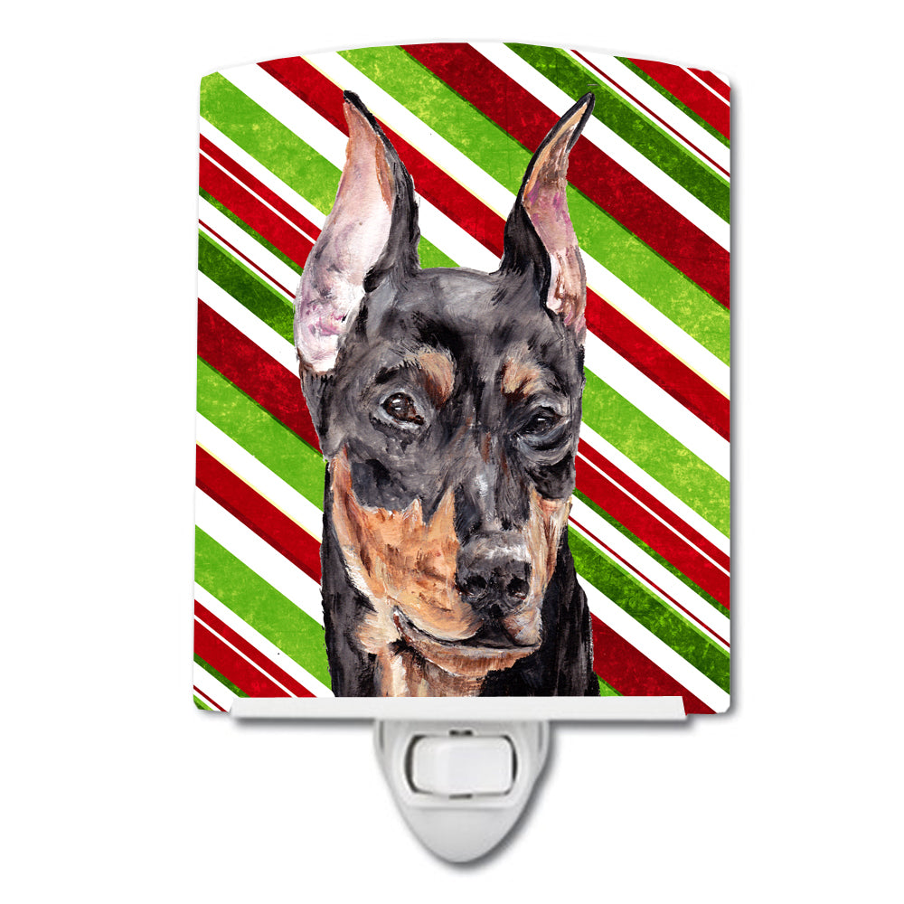 German Pinscher Candy Cane Christmas Ceramic Night Light SC9812CNL - the-store.com