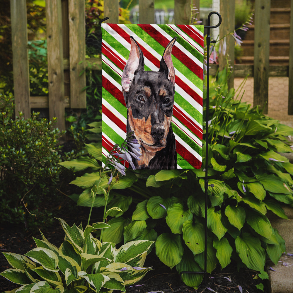 German Pinscher Candy Cane Christmas Flag Garden Size  the-store.com.