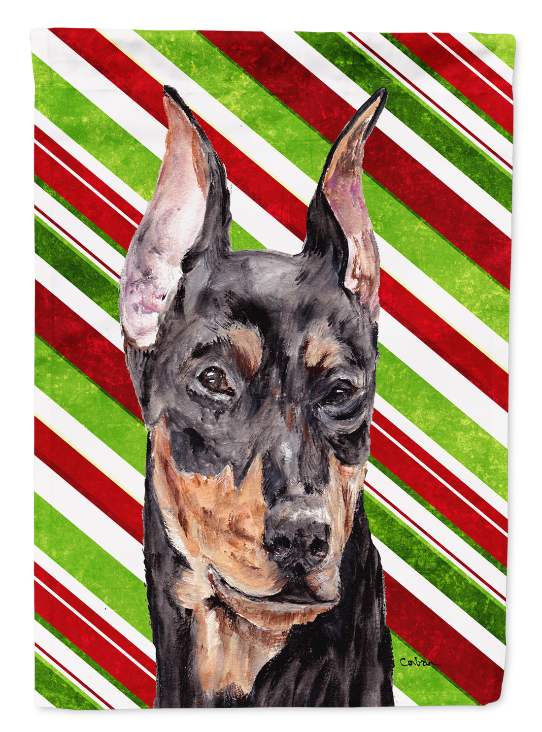 German Pinscher Candy Cane Christmas Flag Garden Size  the-store.com.