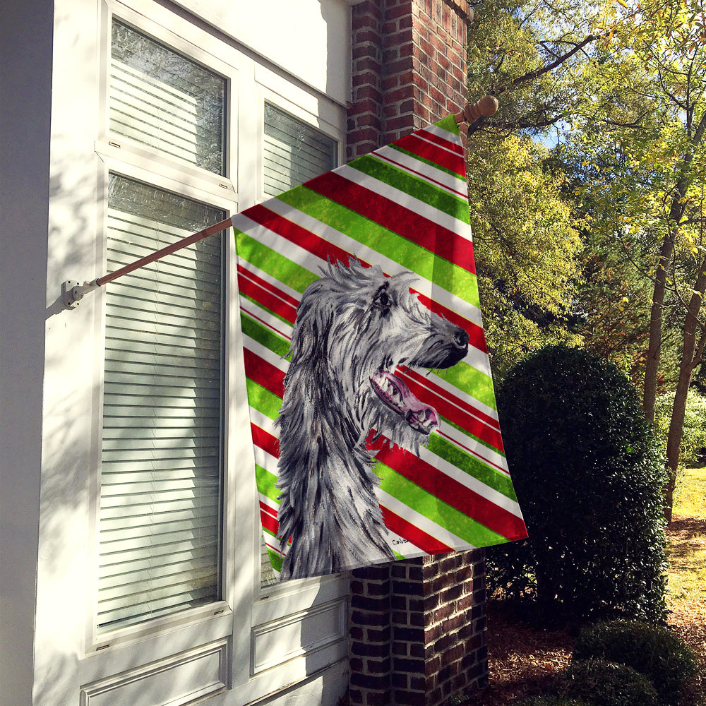 Scottish Deerhound Candy Cane Christmas Flag Canvas House Size SC9813CHF  the-store.com.