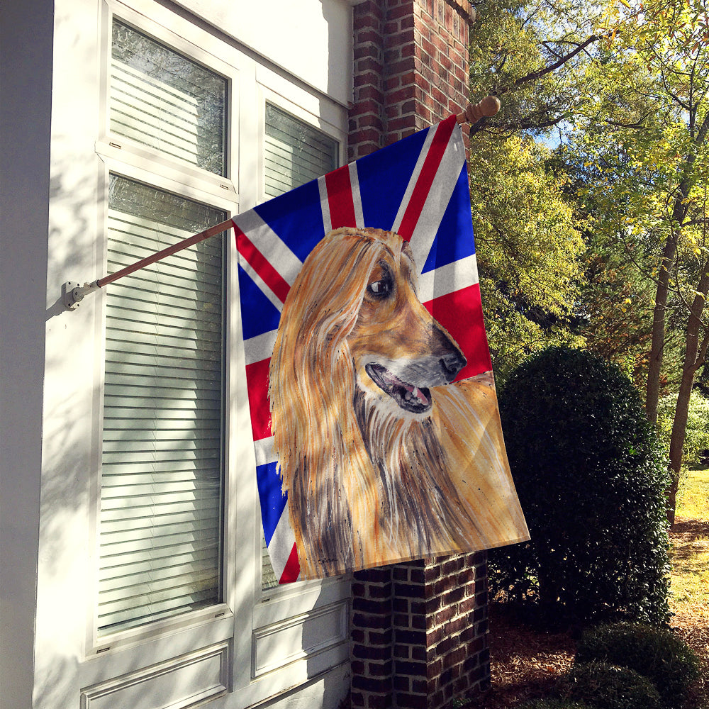 Afghan Hound with English Union Jack British Flag Flag Canvas House Size SC9814CHF  the-store.com.
