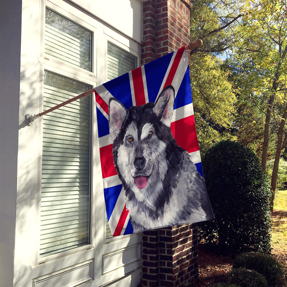 Alaskan Malamute with English Union Jack British Flag Flag Canvas House Size SC9815CHF  the-store.com.