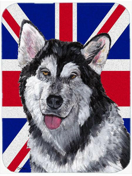 Alaskan Malamute with English Union Jack British Flag Glass Cutting Board Large Size SC9815LCB by Caroline's Treasures