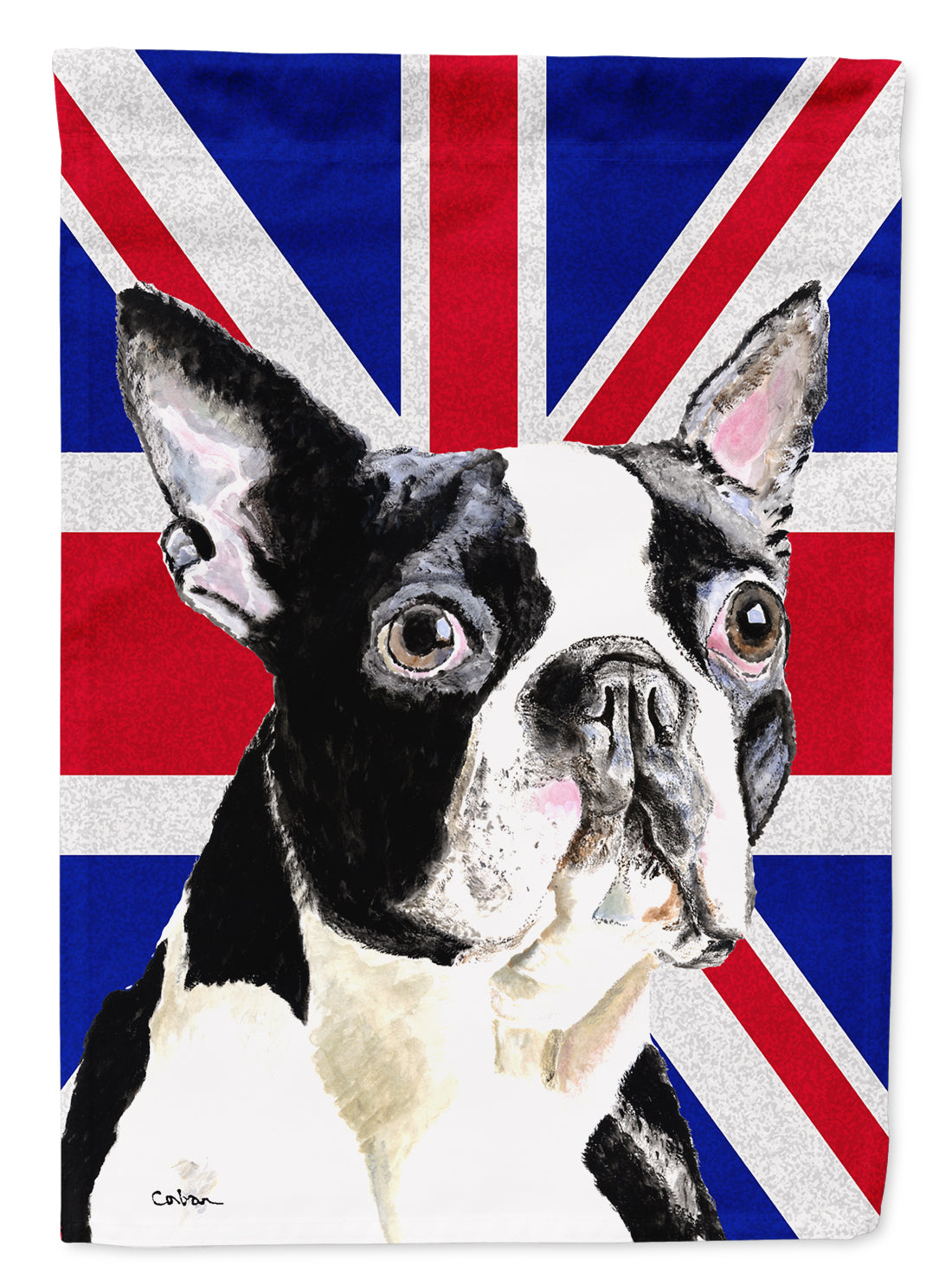 Boston Terrier with English Union Jack British Flag Flag Garden Size SC9816GF  the-store.com.