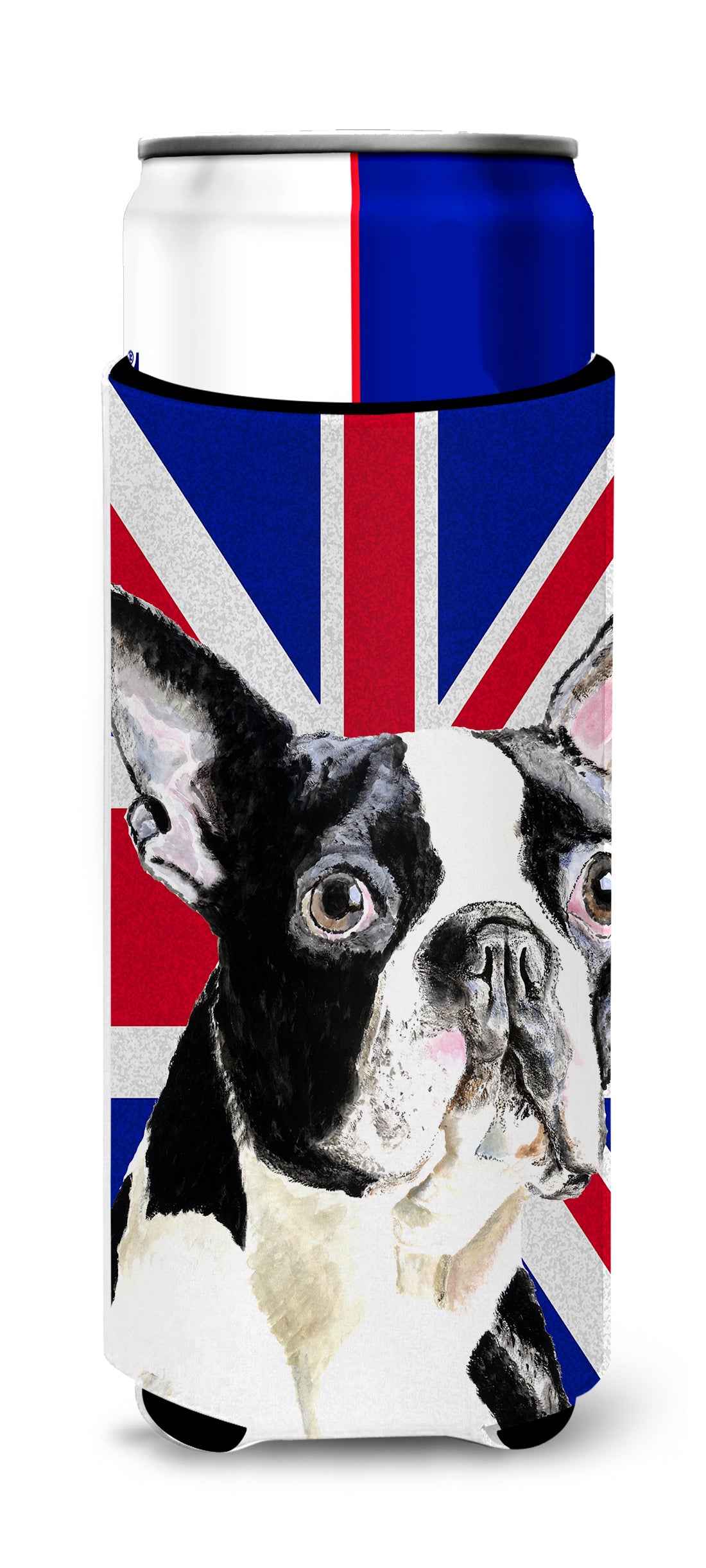 Boston Terrier with English Union Jack British Flag Ultra Beverage Insulators for slim cans SC9816MUK.