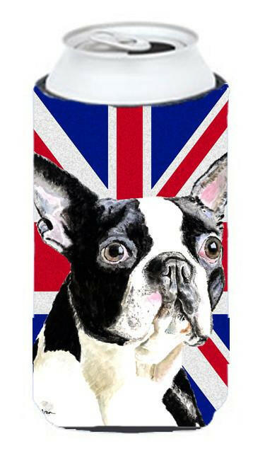 Boston Terrier with English Union Jack British Flag Tall Boy Beverage Insulator Hugger SC9816TBC by Caroline's Treasures