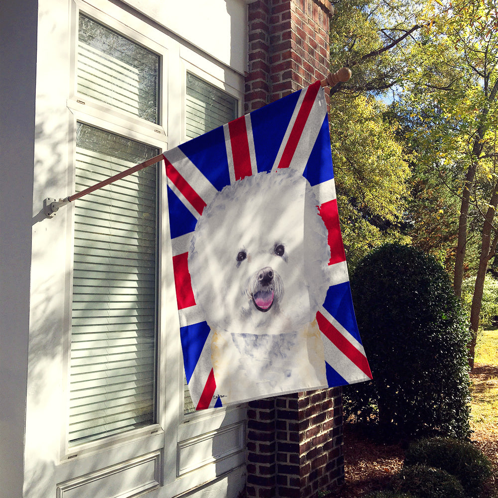 Bichon Frise with English Union Jack British Flag Flag Canvas House Size SC9818CHF  the-store.com.