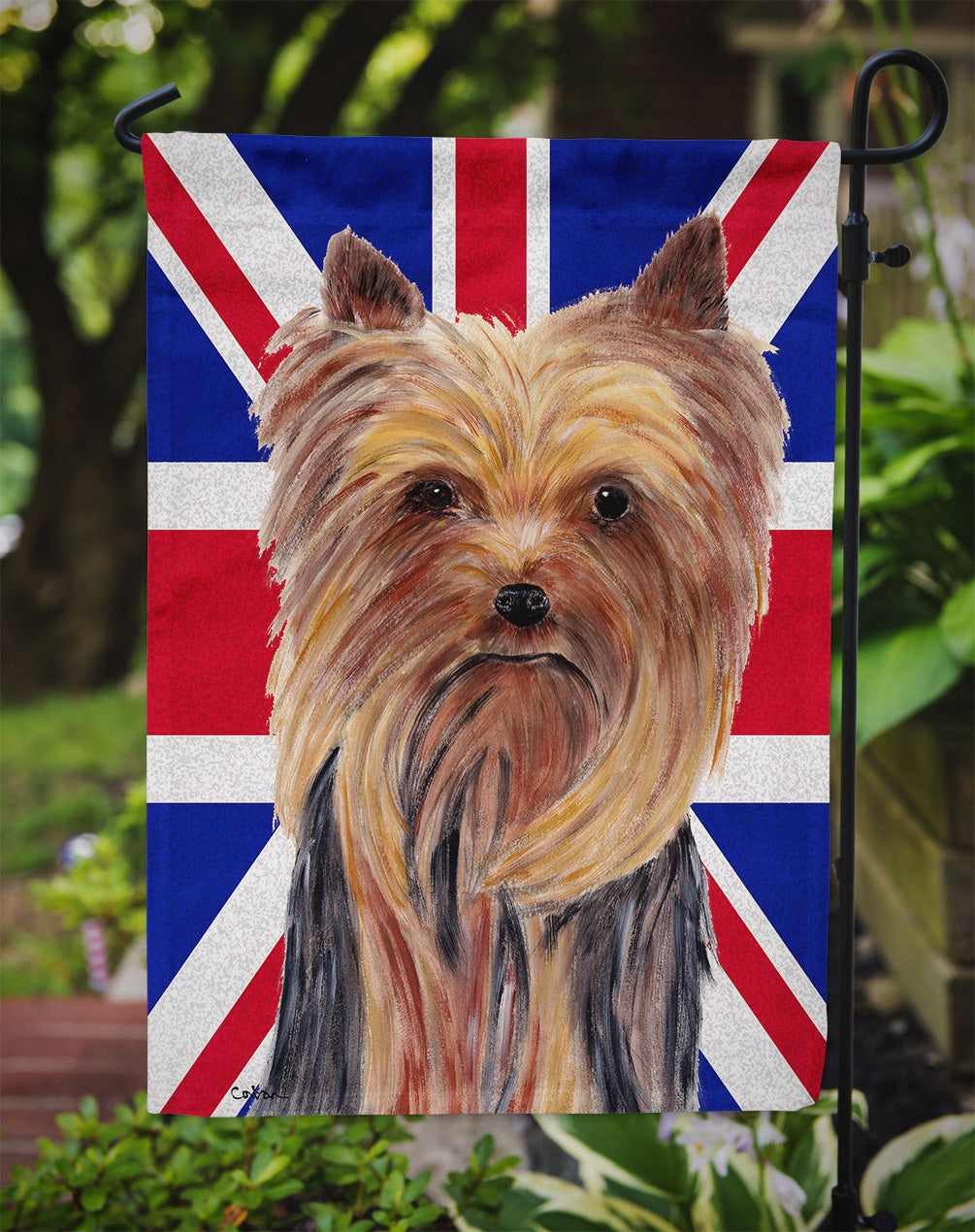 Yorkie with English Union Jack British Flag Flag Garden Size SC9822GF  the-store.com.