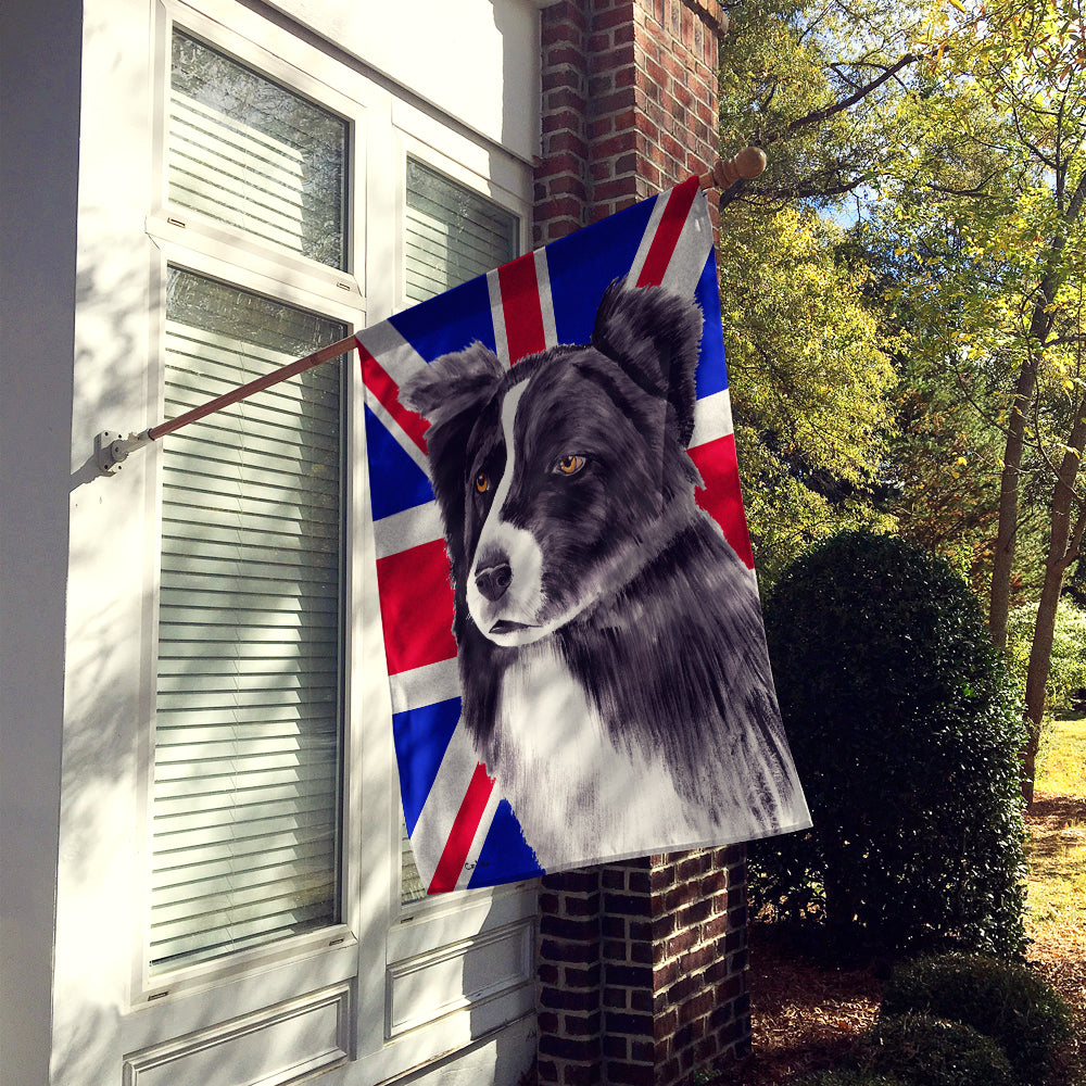 Border Collie with English Union Jack British Flag Flag Canvas House Size SC9824CHF  the-store.com.