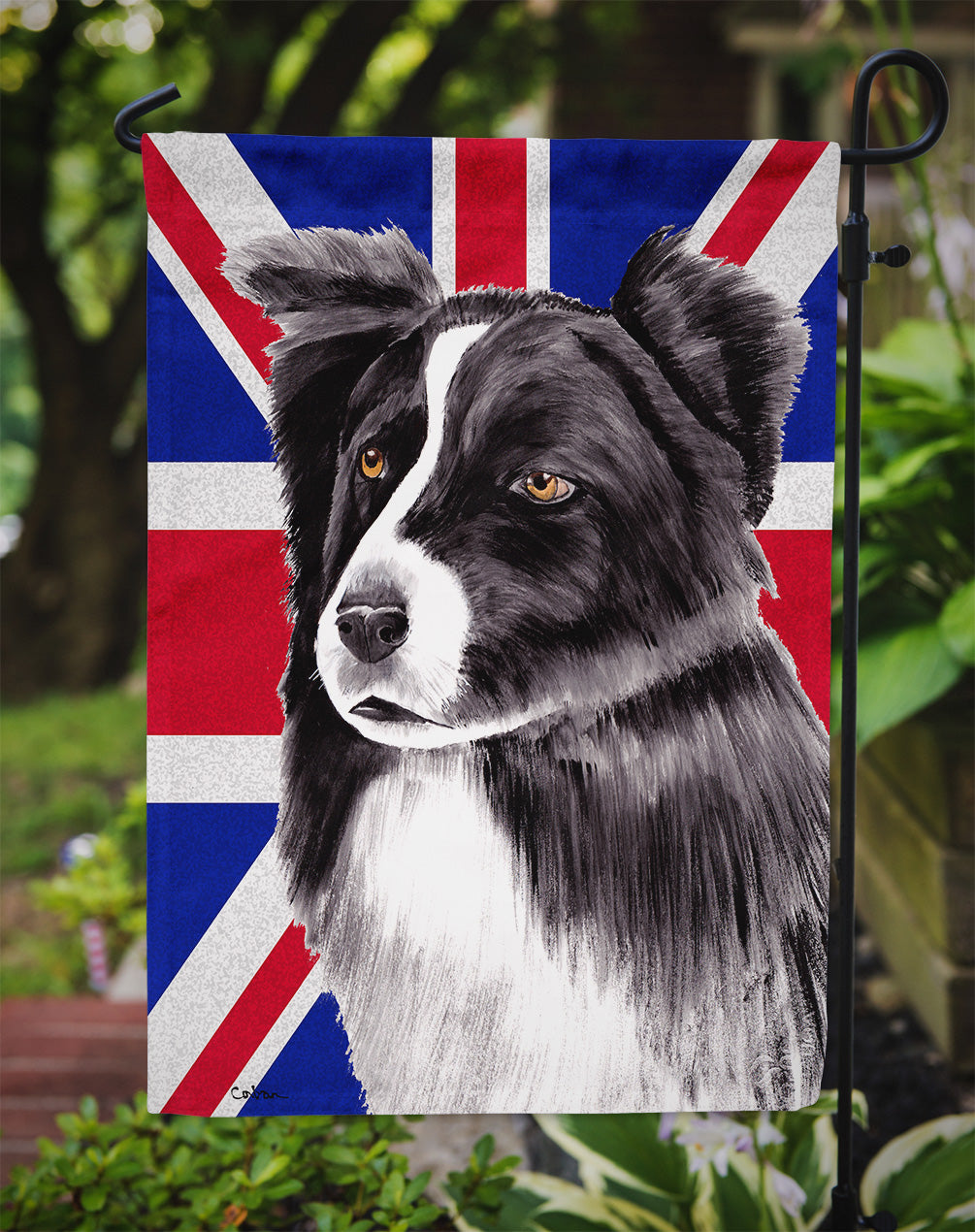 Border Collie with English Union Jack British Flag Flag Garden Size SC9824GF  the-store.com.