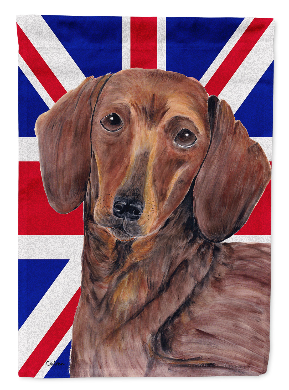 Dachshund with English Union Jack British Flag Flag Garden Size  the-store.com.