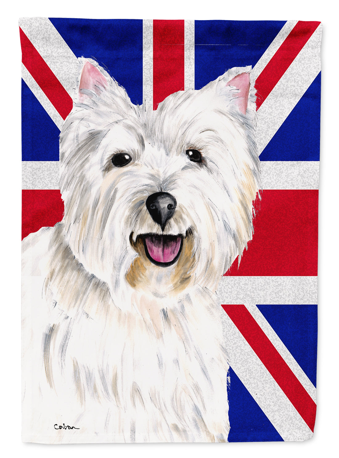 Westie with English Union Jack British Flag Flag Canvas House Size SC9827CHF  the-store.com.