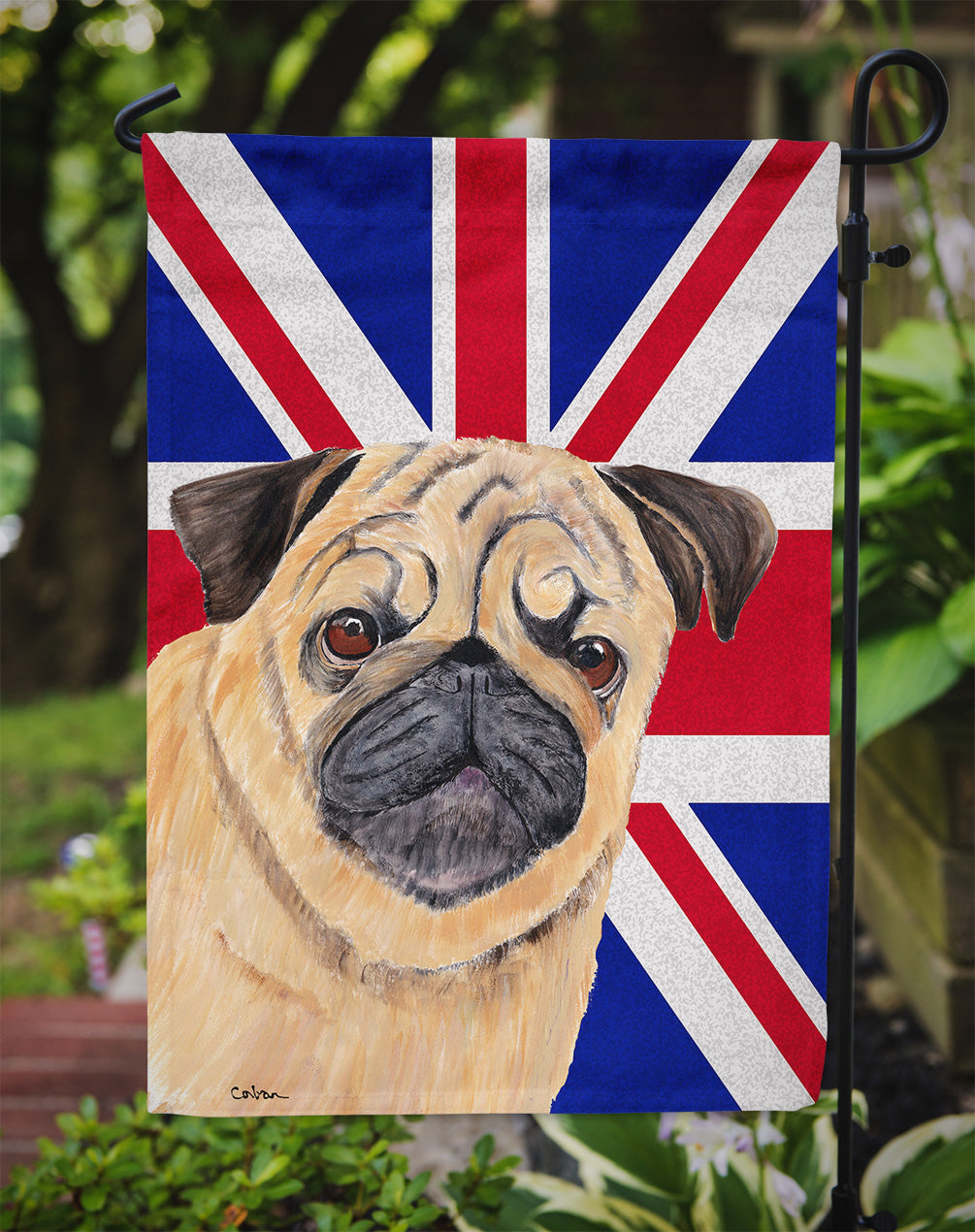 Pug with English Union Jack British Flag Flag Garden Size SC9828GF  the-store.com.