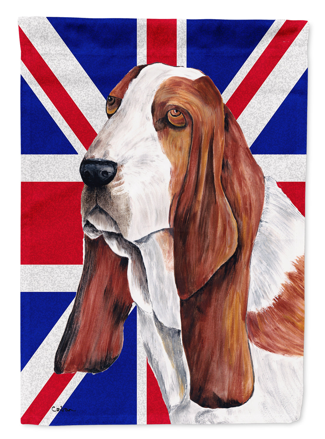 Basset Hound with English Union Jack British Flag Flag Garden Size SC9829GF  the-store.com.