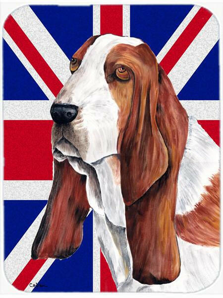 Basset Hound with English Union Jack British Flag Glass Cutting Board Large Size SC9829LCB by Caroline's Treasures