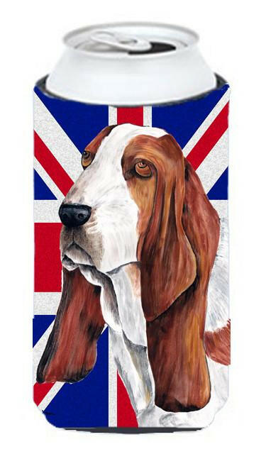 Basset Hound with English Union Jack British Flag Tall Boy Beverage Insulator Hugger SC9829TBC by Caroline&#39;s Treasures