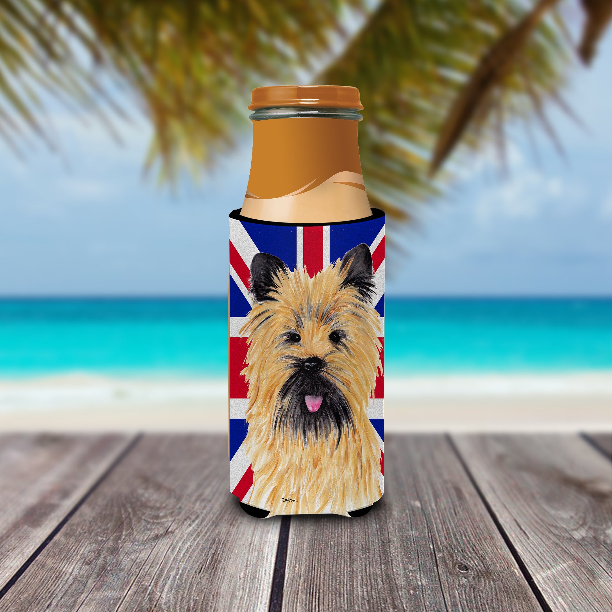 Cairn Terrier with English Union Jack British Flag Ultra Beverage Insulators for slim cans SC9832MUK.