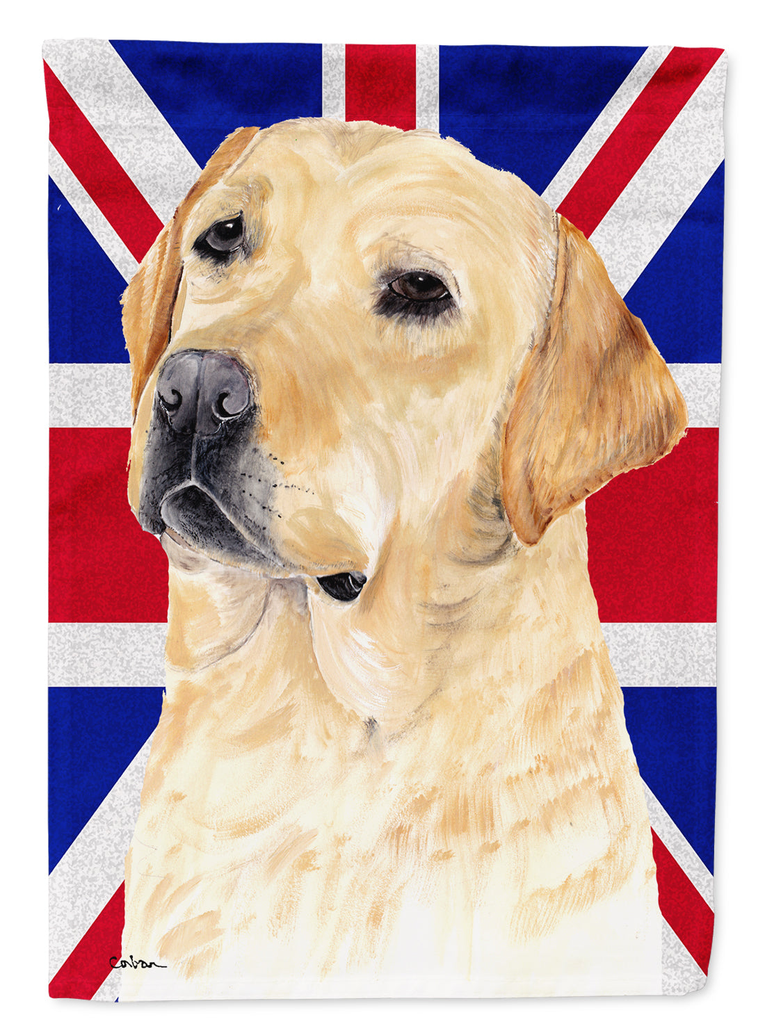 Labrador with English Union Jack British Flag Flag Canvas House Size SC9833CHF  the-store.com.