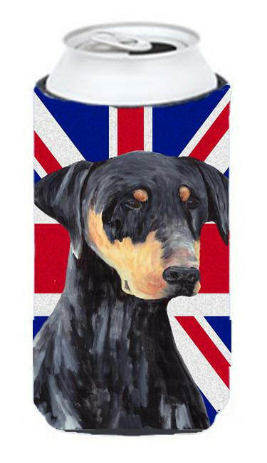 Doberman with English Union Jack British Flag Tall Boy Beverage Insulator Hugger SC9834TBC by Caroline&#39;s Treasures