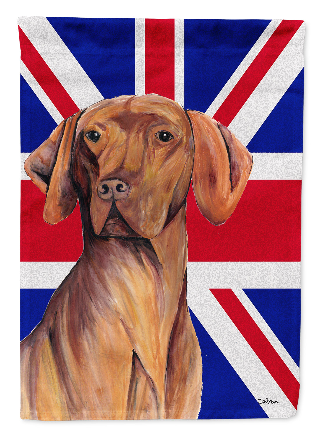 Vizsla with English Union Jack British Flag Flag Canvas House Size SC9835CHF  the-store.com.