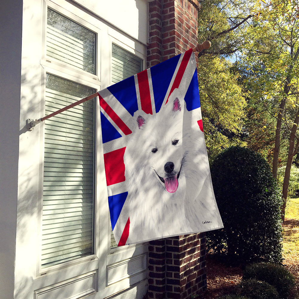 American Eskimo with English Union Jack British Flag Flag Canvas House Size SC9836CHF  the-store.com.