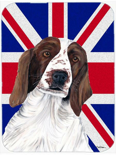 Springer Spaniel with English Union Jack British Flag Glass Cutting Board Large Size SC9837LCB by Caroline&#39;s Treasures